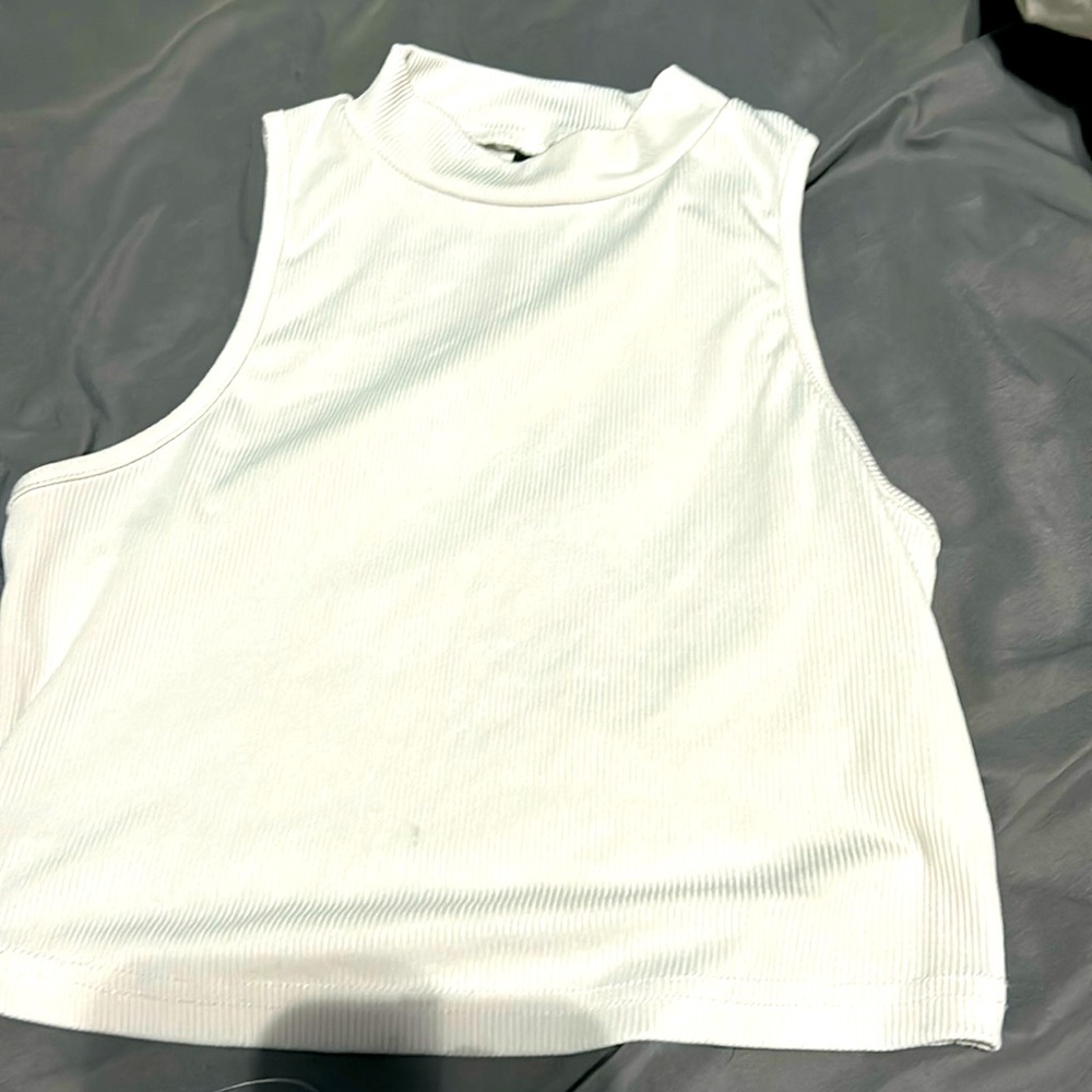 white turtle neck tank top shein
